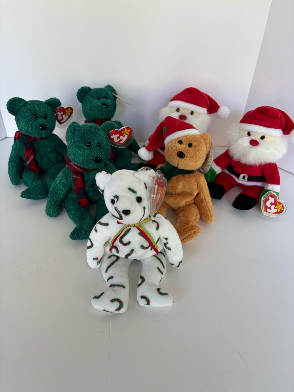 Vintage Holiday Bears Santa Christmas Collection Bundle Ty Beanie - Lot of 7